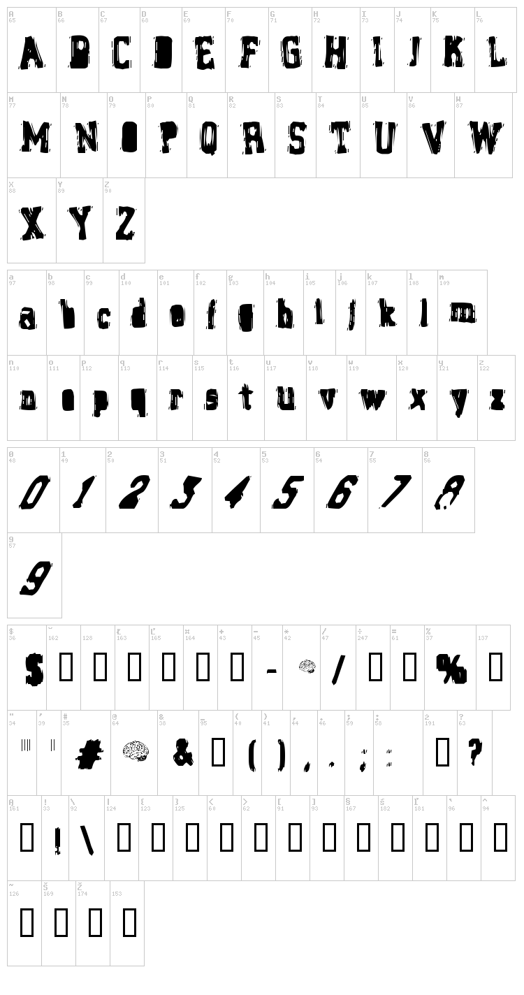 Brain Stew font map